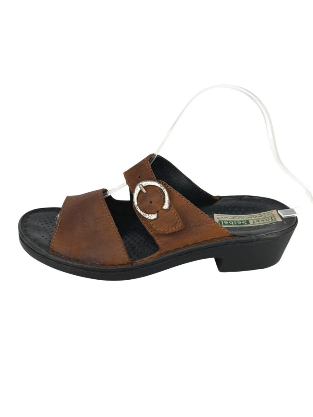 Josef Seibel Brown Leather Comfort Sandals Double Strap Buckle Size 40 9-9.5 US